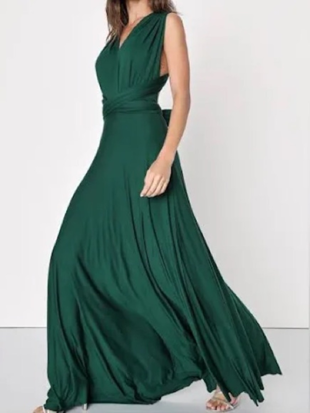 Lulus Deep Green V-Neck Maxi Dress